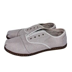 Toms Cordones Casual Shoes Slip On Hemp Canvas Sneakers Laceless Silver Size W10